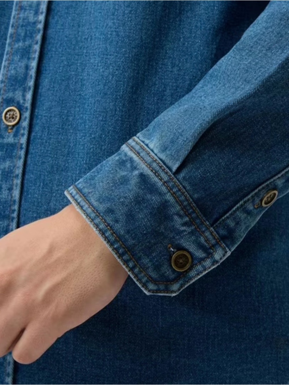 Frye Men's Blue Denim Shacket Brown Corduroy Collar, Pockets NWT XL       💙🤎 - Picture 4 of 5